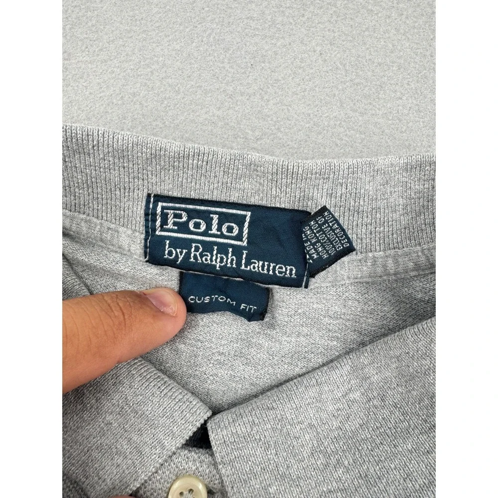 Polo Ralph Lauren Mens XXL Gray Custom Fit Short Sleeve Pique Polo Shirt‎